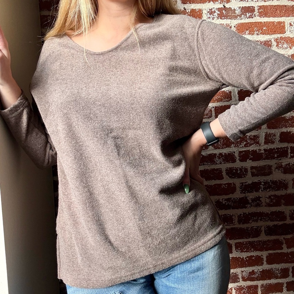 Vintage Brown Elevated Basic Long Sleeve Top - image 1